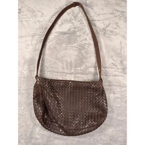 Bottega Veneta Dark Brown Woven Leather Hobo Shoulder Bag Italy Project
